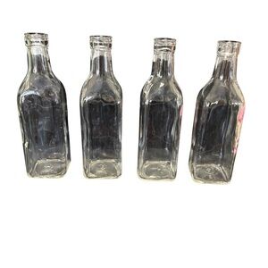 Anchor‎ Hocking • Clear Glass Square Bottles (Set of 4)